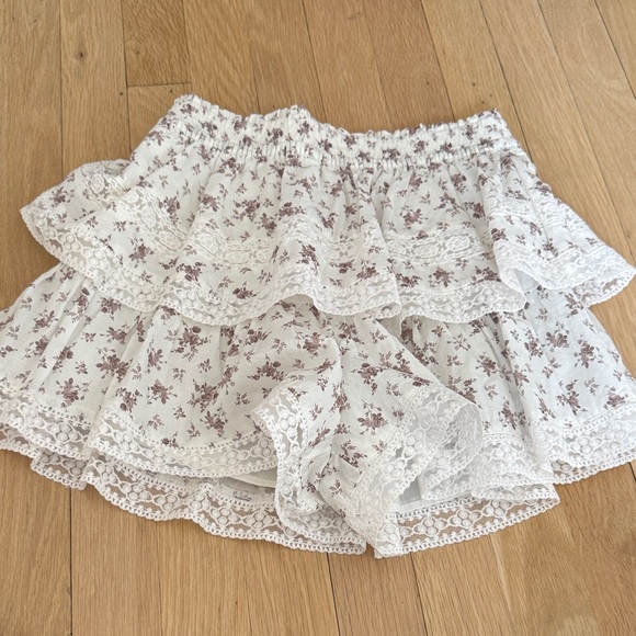 Altar'd State Cream Skirt with Dusty Rose Floral Print - Picture 4 of 4